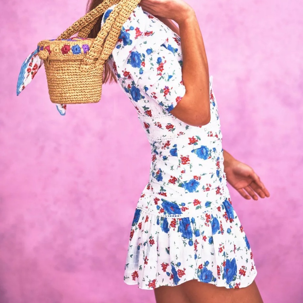 LOVESHACKFANCY ARLO MINI DRESS Blue Notte